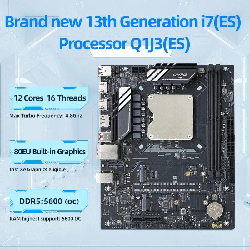 ATX DIY Desktop-Motherboard mit Onboard 13. Kit Interposer Core CPU Q1J3 (i7 ES 0000) 12C16T Iris Xe Grafik DDR5 RAM