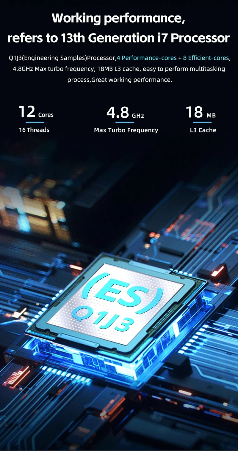 ATX DIY Desktop-Motherboard mit Onboard 13. Kit Interposer Core CPU Q1J3 (i7 ES 0000) 12C16T Iris Xe Grafik DDR5 RAM