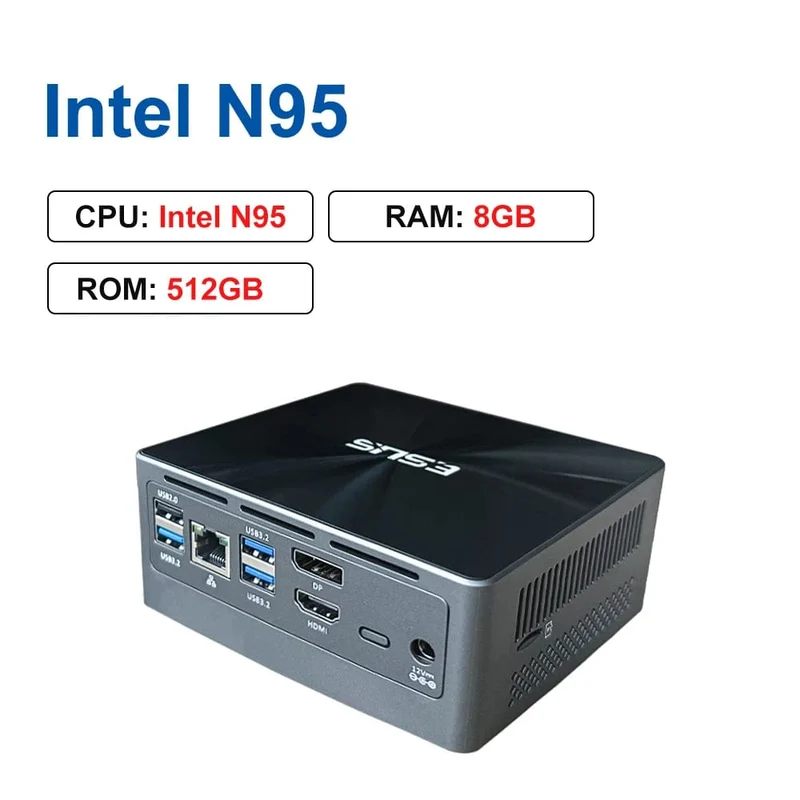 ESUS Mini-PC Intel 11. Generation N95 Mini-Pocket-PC N95 1000M WiFi6 PC Gamer Desktop-Gaming-PC Computer Win 11 DIY-Gaming-Computer