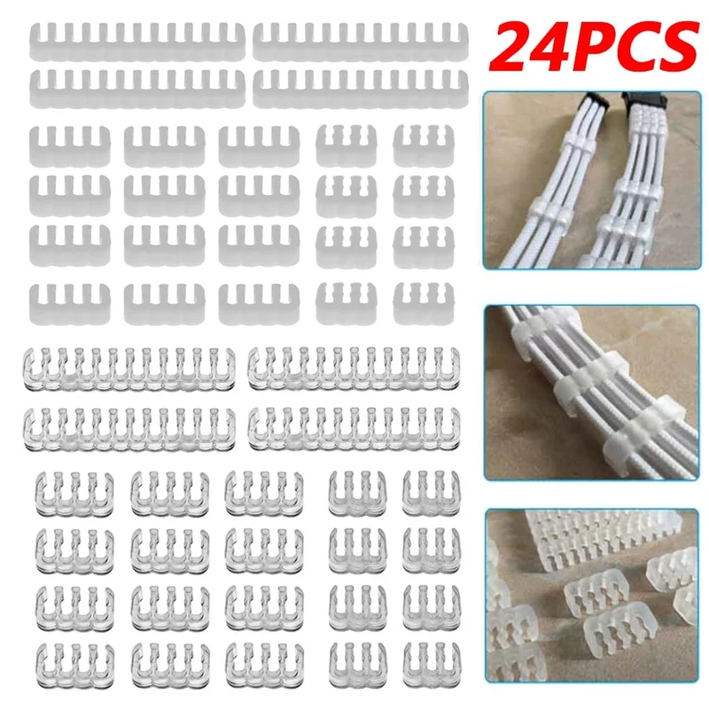 24 Teile/satz Kabel Kamm Klemme Kabel Clip Organizer ATX 24Pin CPU 8Pin 6Pin Computer Draht Management Clip Ärmeln Kabel Manager