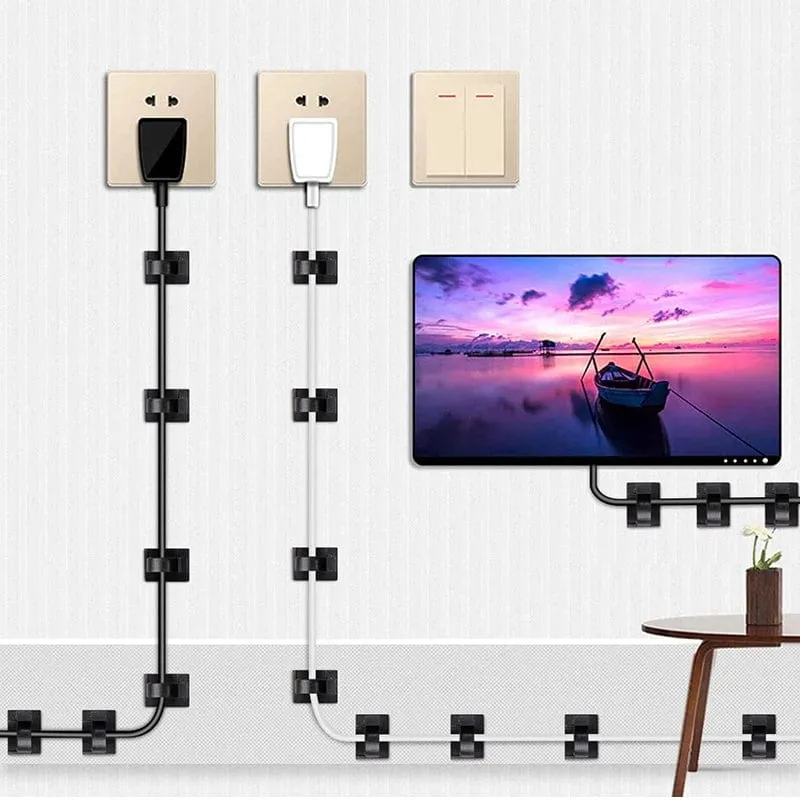 60/30/10 STK Selbstklebende Kabelmanagement-Organizer-Clips Verstellbare Schreibtisch-Aufgeräumte Drahtkabel-Fixierer-Befestigungsclips für das Home-Office