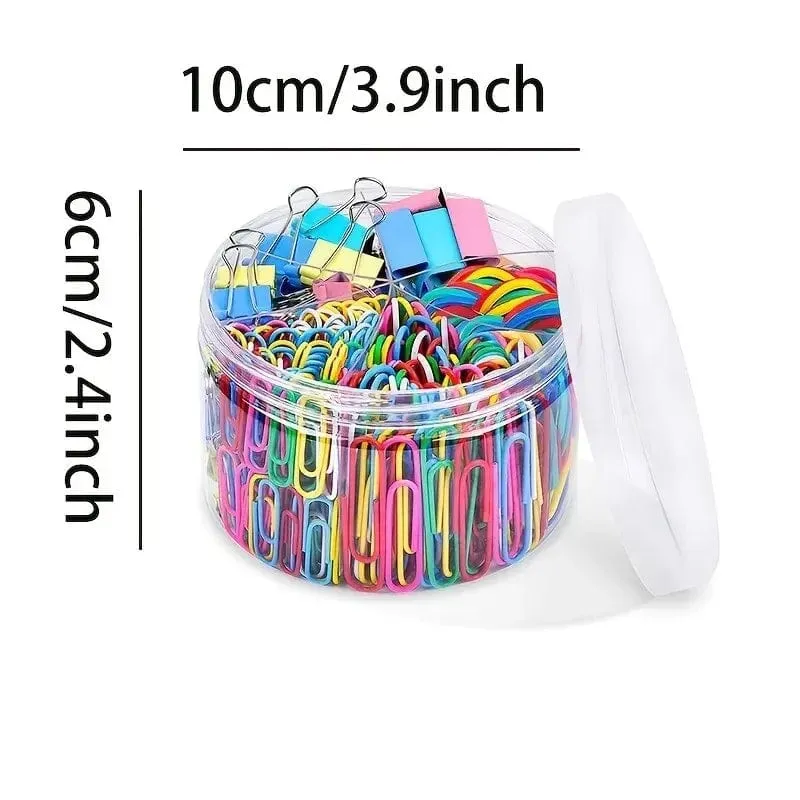 240PCS Büroklammer Binder Farbe Büro Clip Set Multi Größe Büro & Schule Liefert Gummi Band Dokument Sortierung
