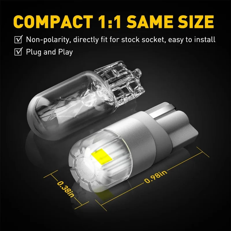 AUXITO 2 Stücke 360 ​​Grad Beleuchtung Canbus T10 Lampen W5W Led-lampe 196 3030SMD Auto Parkplatz Position Seite Marker Auto Innen licht