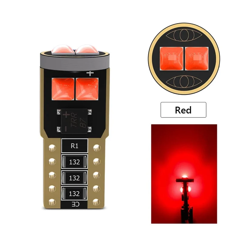 2X W5W 194 168 T10 6SMD 3030 Canbus LED Birnen 12V Für Auto Kennzeichen Licht Innen Dome lichter Lesen lampe 6000K Weiß Rot