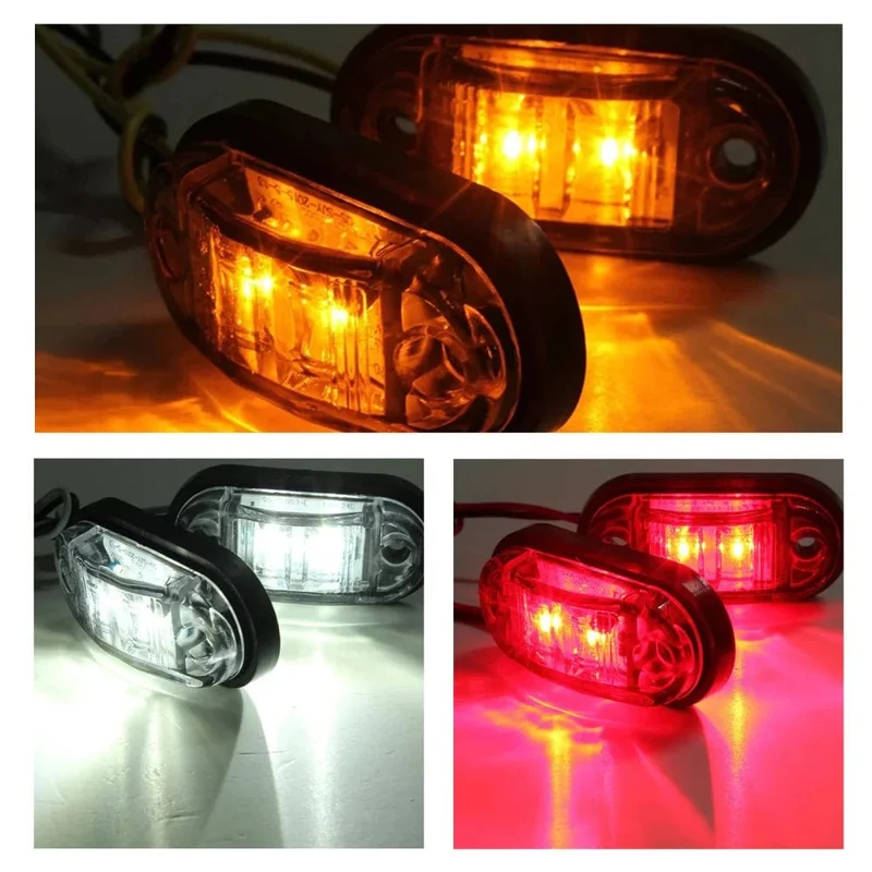2 Pcs Durable Led Seite Marker Lichter für Anhänger Lkw Caravan Seite Freiheit Marker Licht Lampe Led Lkw Bernstein Rot weiß