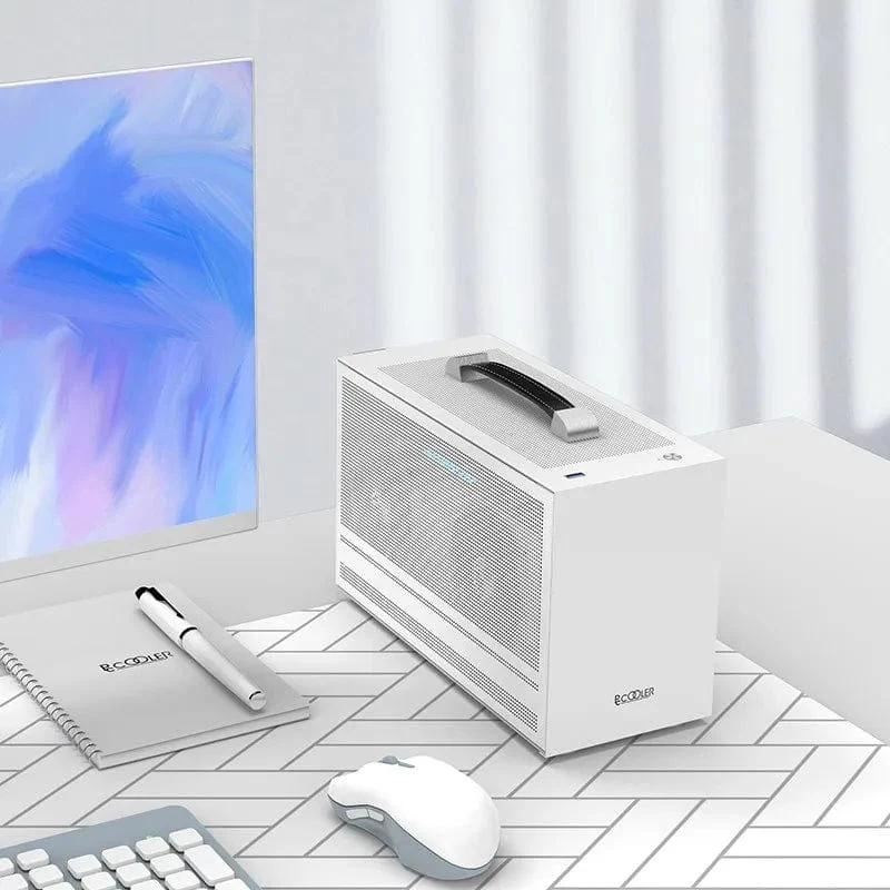 Pccooler I100 ITX MINI Kleines Gehäuse Vollaluminiumkoffer Tragbarer HTPC-Desktop-Computer Leeres Gehäuse PC-Gaming-Gehäuse