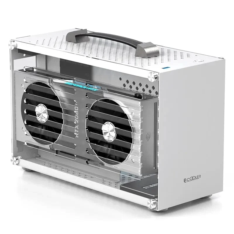 Pccooler I100 ITX MINI Kleines Gehäuse Vollaluminiumkoffer Tragbarer HTPC-Desktop-Computer Leeres Gehäuse PC-Gaming-Gehäuse