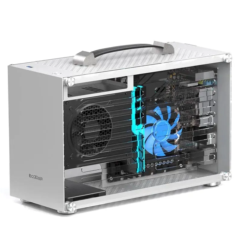 Pccooler I100 ITX MINI Kleines Gehäuse Vollaluminiumkoffer Tragbarer HTPC-Desktop-Computer Leeres Gehäuse PC-Gaming-Gehäuse