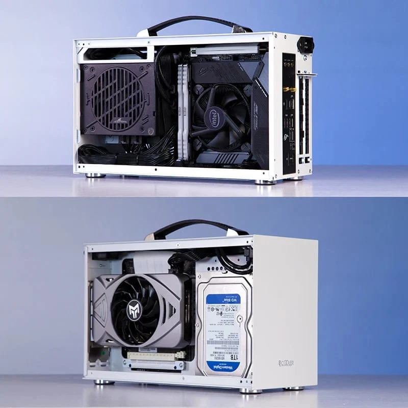 Pccooler I100 ITX MINI Kleines Gehäuse Vollaluminiumkoffer Tragbarer HTPC-Desktop-Computer Leeres Gehäuse PC-Gaming-Gehäuse