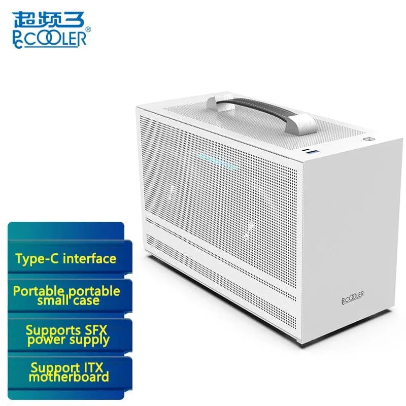Pccooler I100 ITX MINI Kleines Gehäuse Vollaluminiumkoffer Tragbarer HTPC-Desktop-Computer Leeres Gehäuse PC-Gaming-Gehäuse