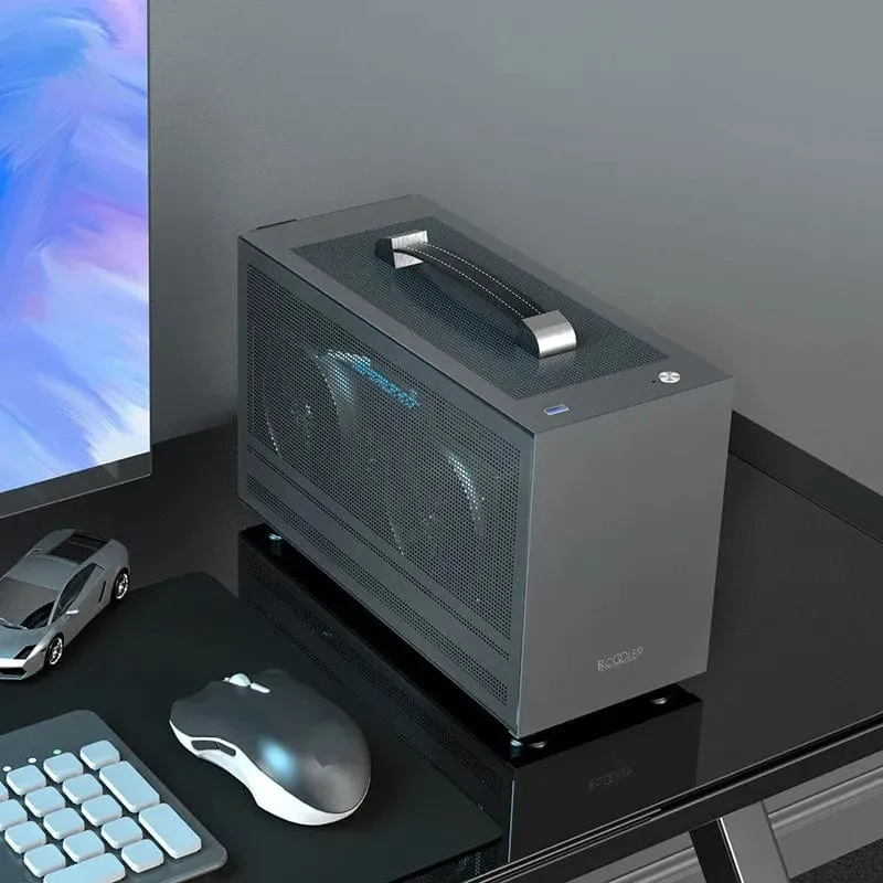 Pccooler I100 ITX MINI Kleines Gehäuse Vollaluminiumkoffer Tragbarer HTPC-Desktop-Computer Leeres Gehäuse PC-Gaming-Gehäuse