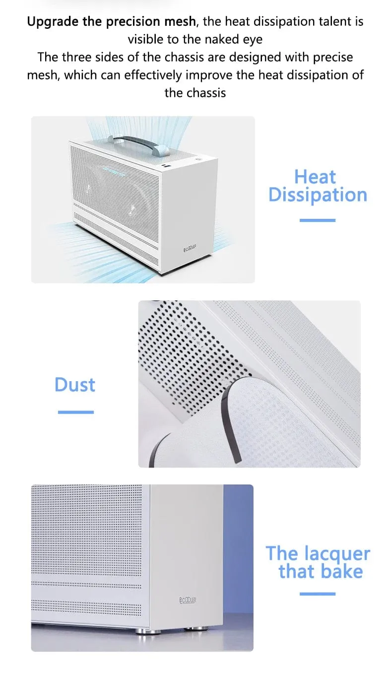Pccooler I100 ITX MINI Kleines Gehäuse Vollaluminiumkoffer Tragbarer HTPC-Desktop-Computer Leeres Gehäuse PC-Gaming-Gehäuse