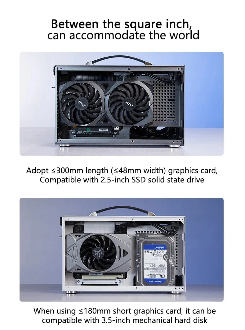 Pccooler I100 ITX MINI Kleines Gehäuse Vollaluminiumkoffer Tragbarer HTPC-Desktop-Computer Leeres Gehäuse PC-Gaming-Gehäuse