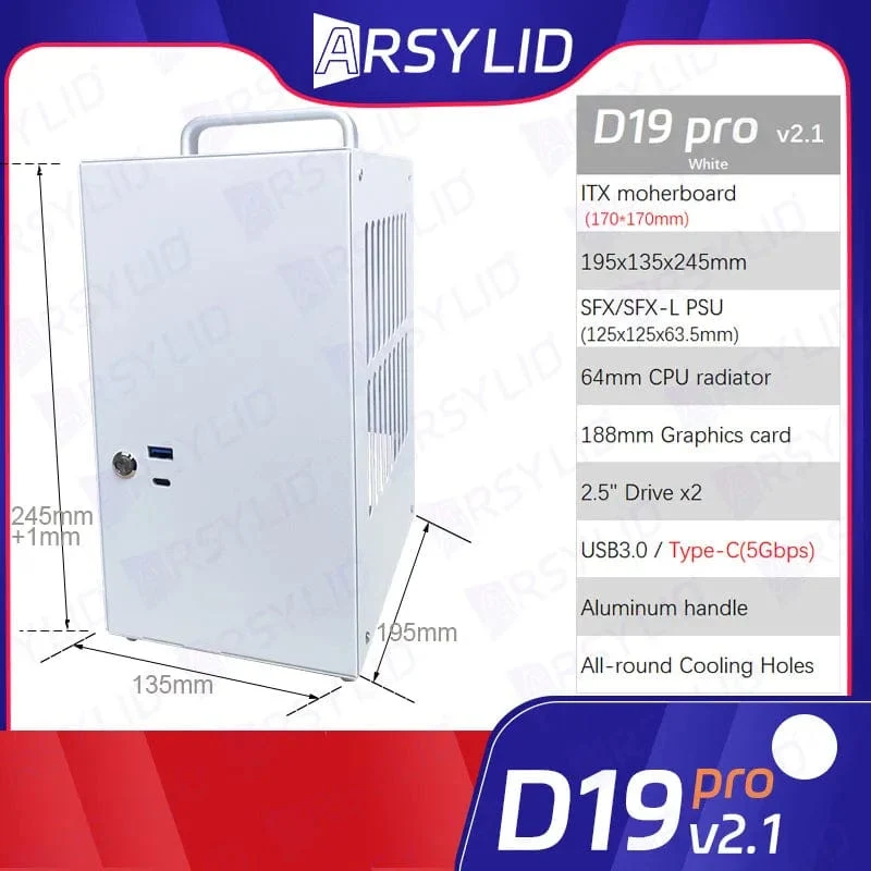 D19 Pro 6.1L A4 Chassis SFX HTPC Mini ITX Spiel Computer Grafikkarte RTX2070 I7 Kleinste Unabhängige Display Fall Traum D19pro