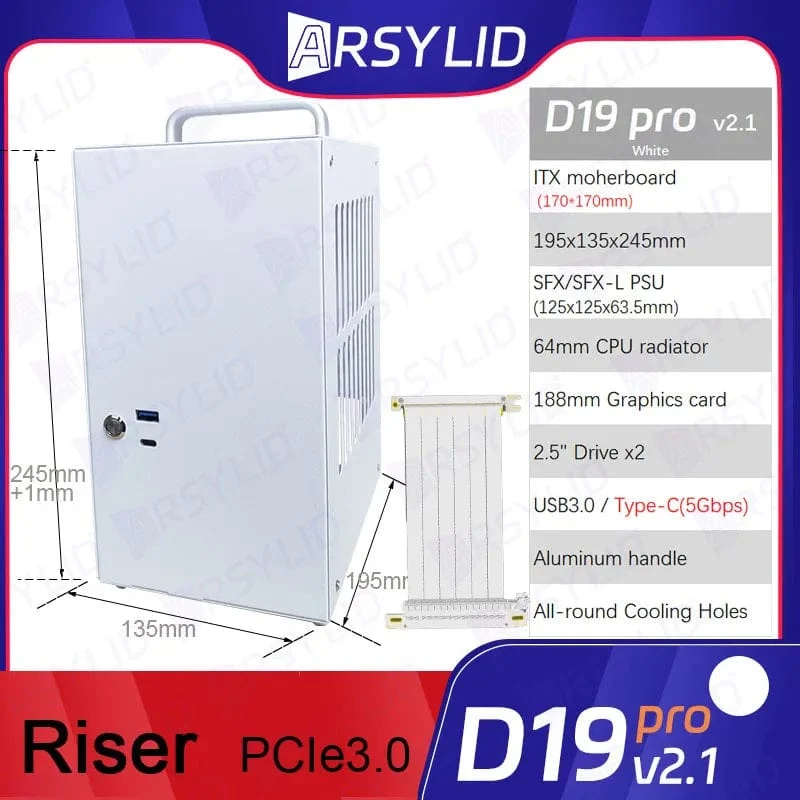 D19 Pro 6.1L A4 Chassis SFX HTPC Mini ITX Spiel Computer Grafikkarte RTX2070 I7 Kleinste Unabhängige Display Fall Traum D19pro