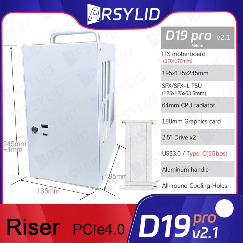 D19 Pro 6.1L A4 Chassis SFX HTPC Mini ITX Spiel Computer Grafikkarte RTX2070 I7 Kleinste Unabhängige Display Fall Traum D19pro