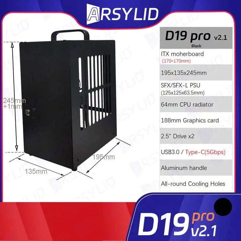 D19 Pro 6.1L A4 Chassis SFX HTPC Mini ITX Spiel Computer Grafikkarte RTX2070 I7 Kleinste Unabhängige Display Fall Traum D19pro
