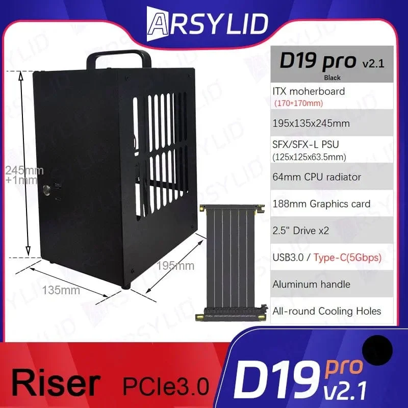 D19 Pro 6.1L A4 Chassis SFX HTPC Mini ITX Spiel Computer Grafikkarte RTX2070 I7 Kleinste Unabhängige Display Fall Traum D19pro