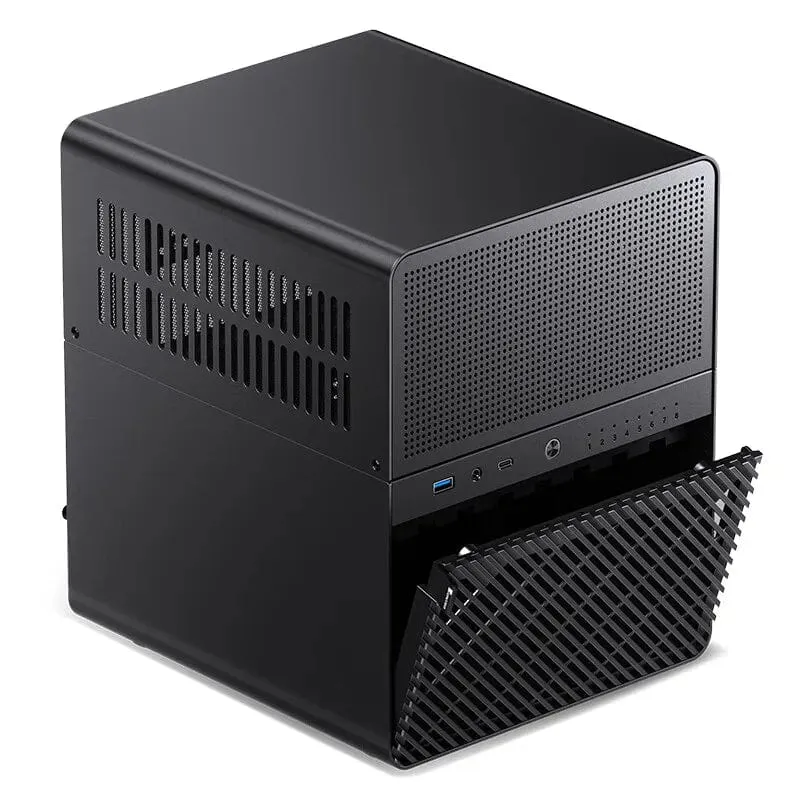 JONSBO N3 NAS Mini-Gehäuse All-In-One-ITX-Aluminiumgehäuse, Unterstützung für 8 Festplatten, 130 mm CPU-Kühler, 250 mm Grafikkarte mit 100 mm * 2 Lüftern