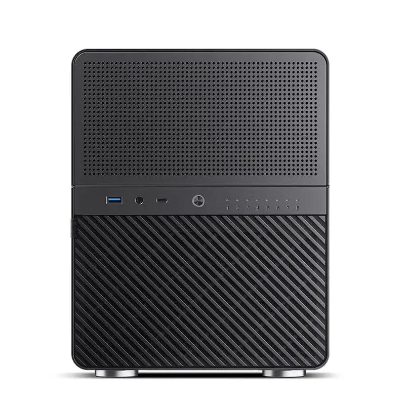 JONSBO N3 NAS Mini-Gehäuse All-In-One-ITX-Aluminiumgehäuse, Unterstützung für 8 Festplatten, 130 mm CPU-Kühler, 250 mm Grafikkarte mit 100 mm * 2 Lüftern