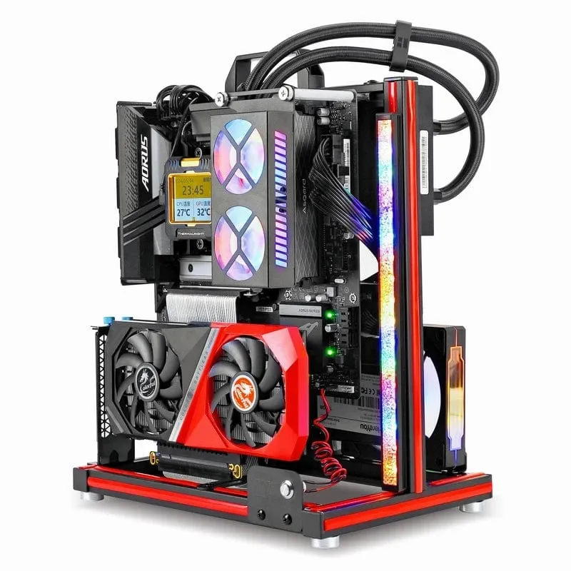 METALFISH BlockCase Aluminium Open Frame Case Unterstützt ATX/M-ATX Mainboard GPU Halterung Horizontal 240 Flüssigkeitskühler Gaming-Gehäuse