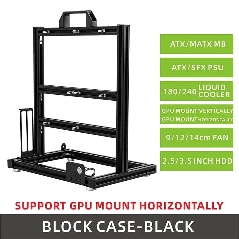 METALFISH BlockCase Aluminium Open Frame Case Unterstützt ATX/M-ATX Mainboard GPU Halterung Horizontal 240 Flüssigkeitskühler Gaming-Gehäuse