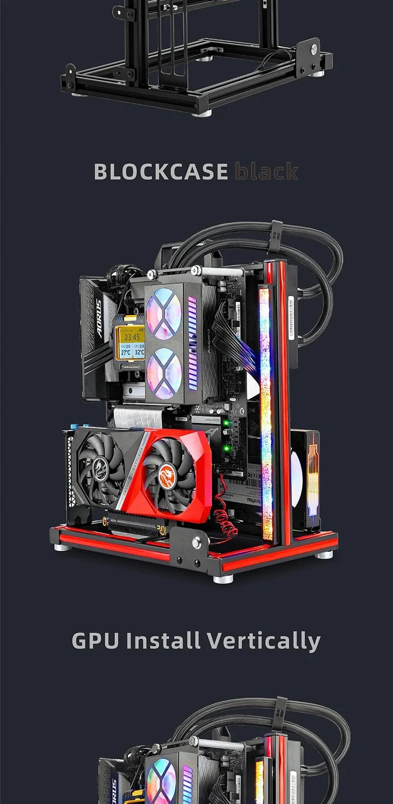 METALFISH BlockCase Aluminium Open Frame Case Unterstützt ATX/M-ATX Mainboard GPU Halterung Horizontal 240 Flüssigkeitskühler Gaming-Gehäuse