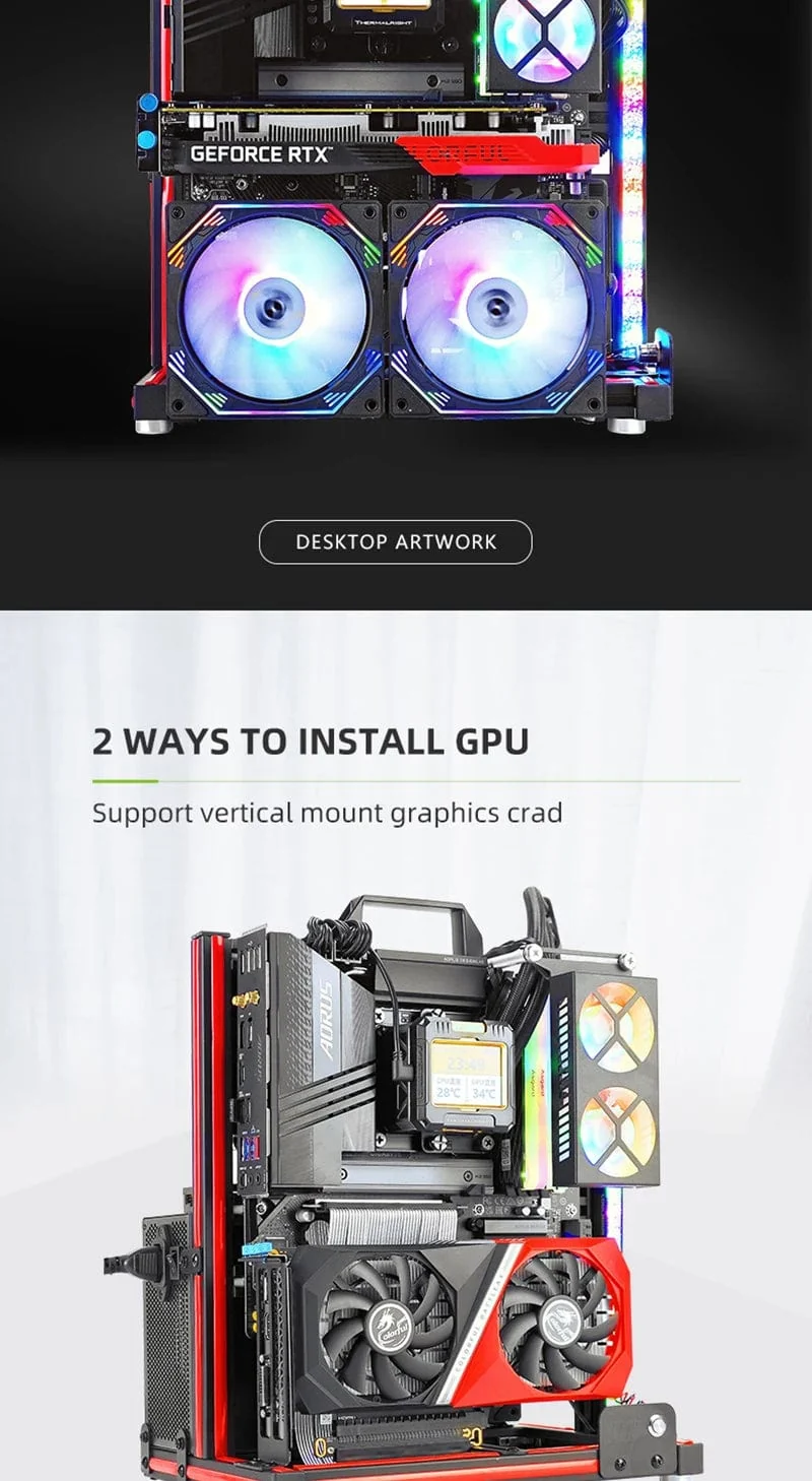 METALFISH BlockCase Aluminium Open Frame Case Unterstützt ATX/M-ATX Mainboard GPU Halterung Horizontal 240 Flüssigkeitskühler Gaming-Gehäuse