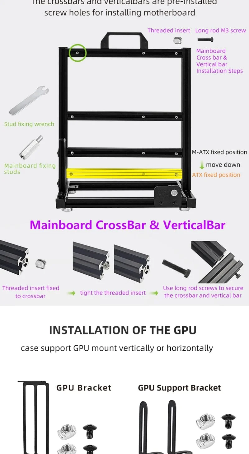 METALFISH BlockCase Aluminium Open Frame Case Unterstützt ATX/M-ATX Mainboard GPU Halterung Horizontal 240 Flüssigkeitskühler Gaming-Gehäuse