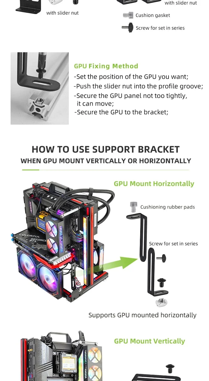 METALFISH BlockCase Aluminium Open Frame Case Unterstützt ATX/M-ATX Mainboard GPU Halterung Horizontal 240 Flüssigkeitskühler Gaming-Gehäuse