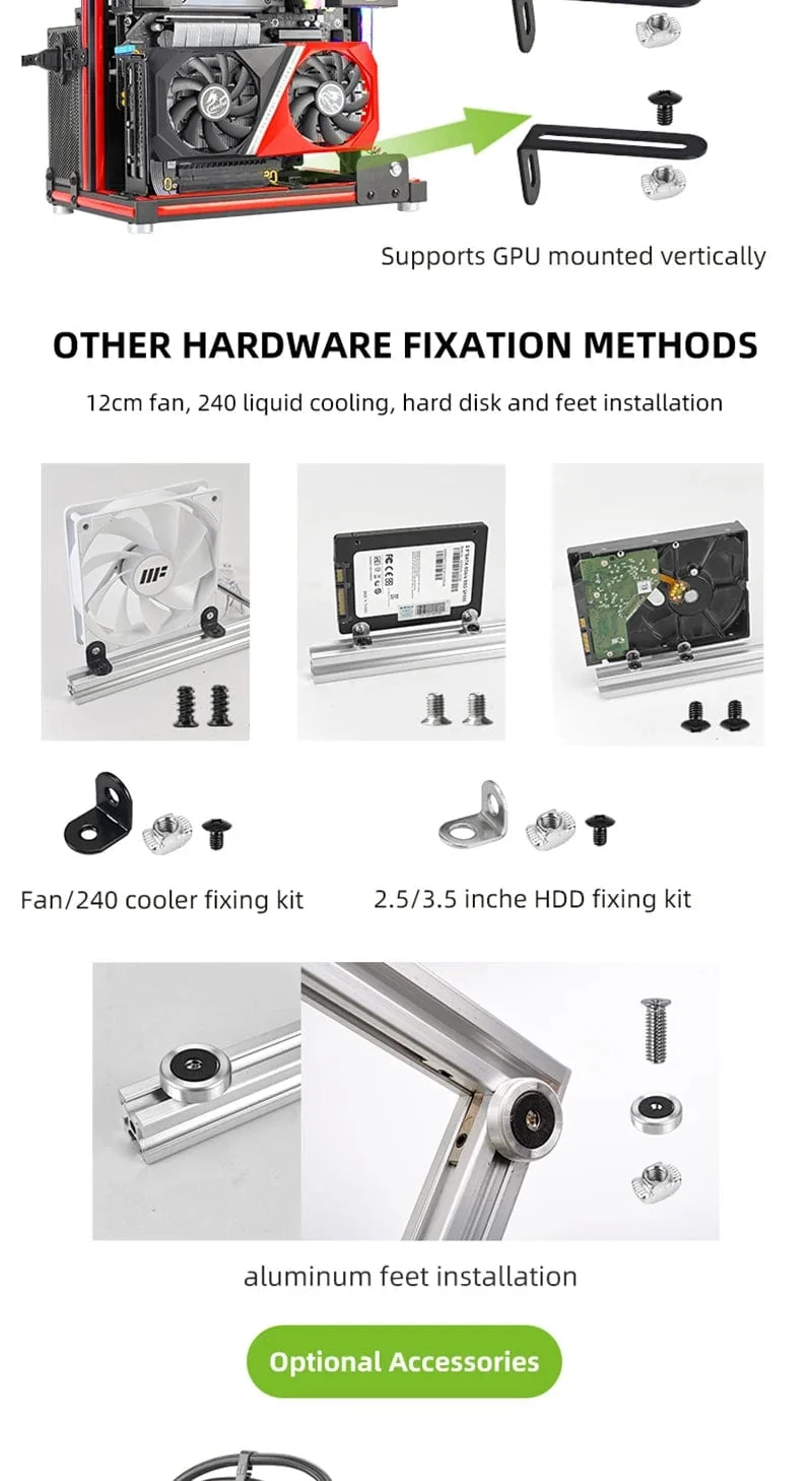 METALFISH BlockCase Aluminium Open Frame Case Unterstützt ATX/M-ATX Mainboard GPU Halterung Horizontal 240 Flüssigkeitskühler Gaming-Gehäuse