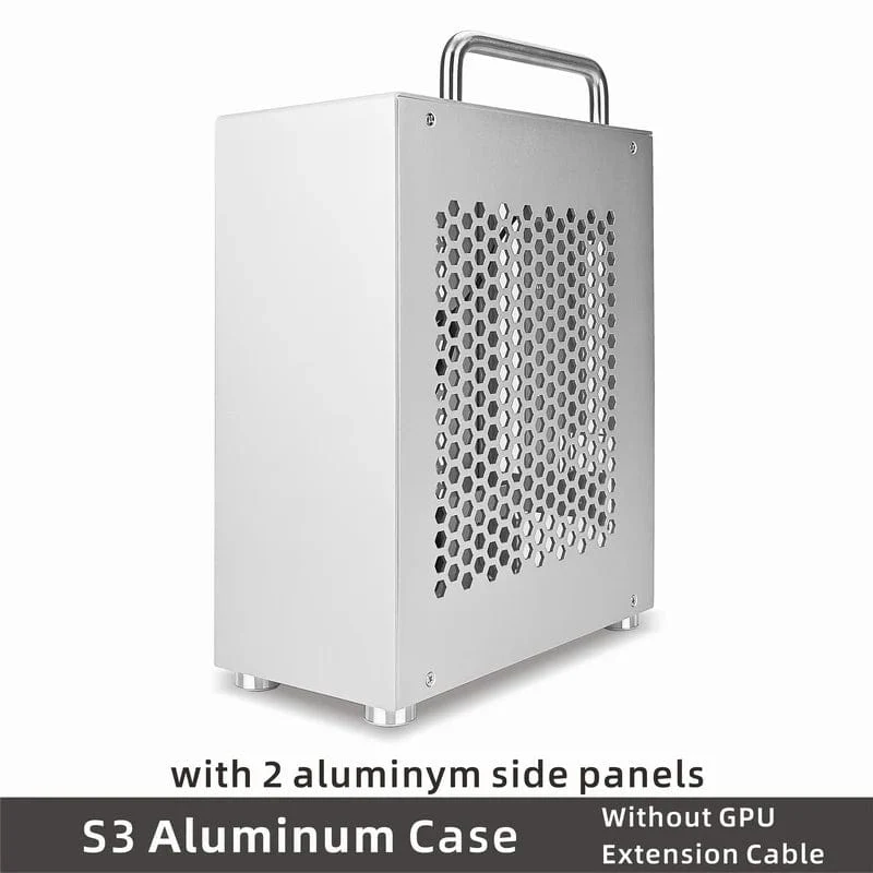 METALFISH S3 ITX A4 PC-Gaming-Gehäuse aus Aluminium, Mini-Computergehäuse, kleines Chassis, tragbarer Koffer, unterstützt RTX3060/13600 mit Griff