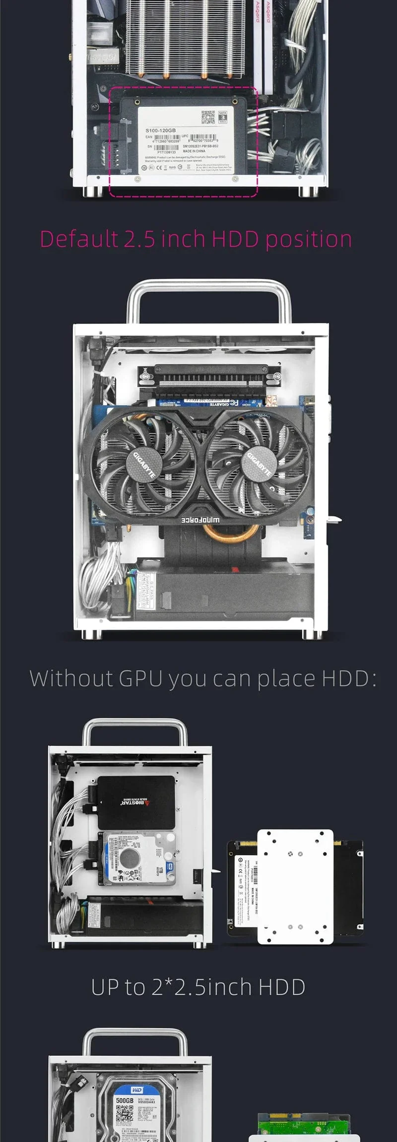 METALFISH S3 ITX A4 PC-Gaming-Gehäuse aus Aluminium, Mini-Computergehäuse, kleines Chassis, tragbarer Koffer, unterstützt RTX3060/13600 mit Griff