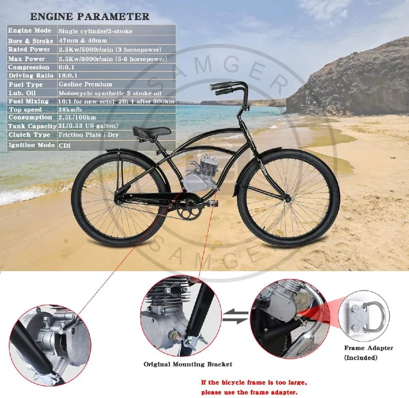 Samger 50/80/100CC Fahrrad Benzin Motor Kit 2 Hub Pocket Bike Motor Für DIY Elektrische Fahrrad Komplette Motor von RU/EU