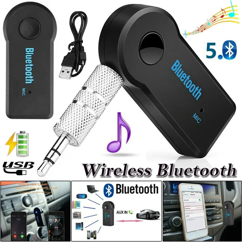 2 in 1 Wireless Bluetooth 5.0 Empfänger Sender Adapter 3.5mm Jack Für Auto Musik Audio Aux A2dp Kopfhörer Empfänger Freisprecheinrichtung