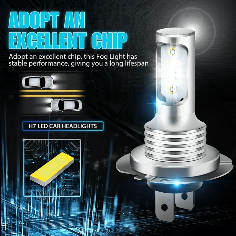 4 PCS H7 LED Scheinwerferlampen Fernlicht Abblendlicht 6000K Superweiß Lichter Auto Nebelscheinwerfer Auto DRL H4 H8 H8 H11 Cob Chips 12V 24V 80W