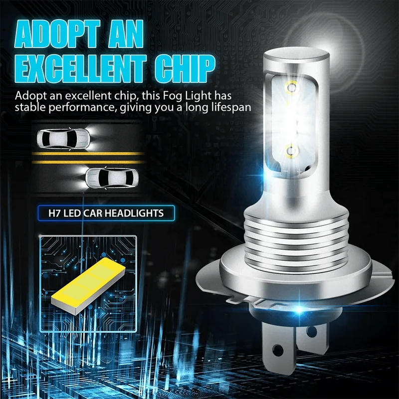 4 PCS H7 LED Scheinwerferlampen Fernlicht Abblendlicht 6000K Superweiß Lichter Auto Nebelscheinwerfer Auto DRL H4 H8 H8 H11 Cob Chips 12V 24V 80W