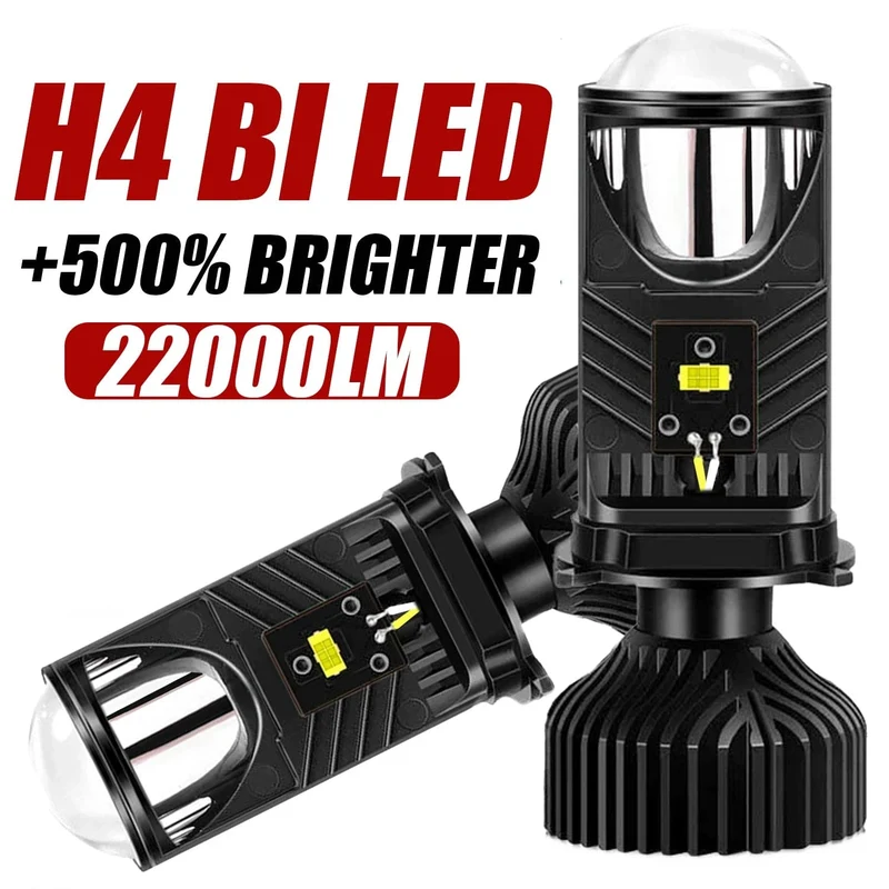 H4 LED-Projektorlinse, Mini-H4-LED-Linsen, Auto-Scheinwerferlampen, CSP-Chip, Fernlicht, Canbus, Turbolüfter, Autolichtlampe, LHD, 12 V, 24 V