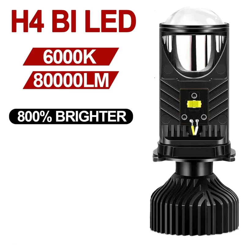 H4 LED-Projektorlinse, Mini-H4-LED-Linsen, Auto-Scheinwerferlampen, CSP-Chip, Fernlicht, Canbus, Turbolüfter, Autolichtlampe, LHD, 12 V, 24 V