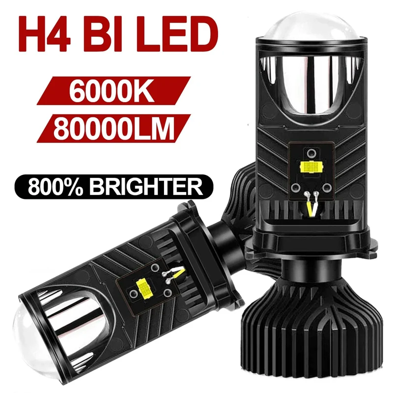 H4 LED-Projektorlinse, Mini-H4-LED-Linsen, Auto-Scheinwerferlampen, CSP-Chip, Fernlicht, Canbus, Turbolüfter, Autolichtlampe, LHD, 12 V, 24 V