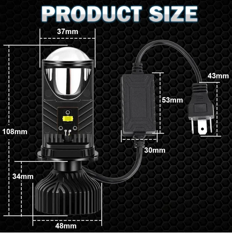 H4 LED-Projektorlinse, Mini-H4-LED-Linsen, Auto-Scheinwerferlampen, CSP-Chip, Fernlicht, Canbus, Turbolüfter, Autolichtlampe, LHD, 12 V, 24 V