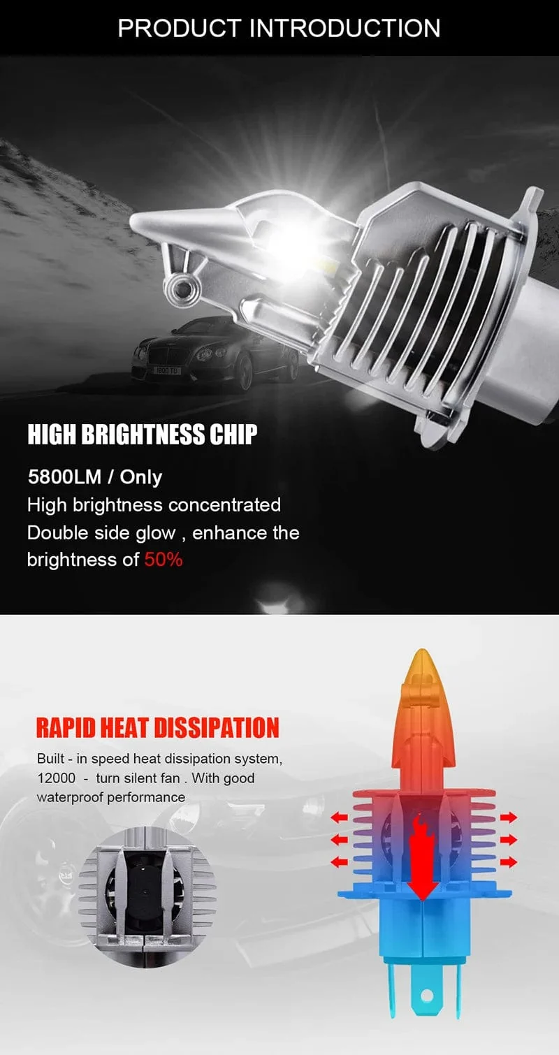 EURS 16000LM 80W 6000K Super h4 Led Auto scheinwerfer Lampen lampada Fighter Foco H4 9003 Led-lampen Auto motorrad Scheinwerfer