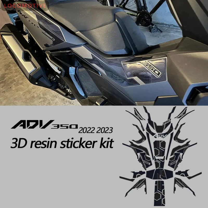 Für HONDA ADV350 ADV 350 2022 2023 3D Motorrad Harz Epoxy Aufkleber Schutz Kit Tank Pad Anti Scratch Aufkleber Nicht-slip