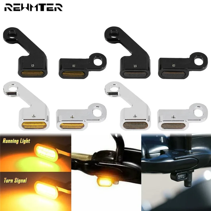 Motorrad Mini LED Blinker Indikatoren Lauf Blinker Bernstein Licht Mit E Mark Griff Grip Lampe Für Harley Softail Touring