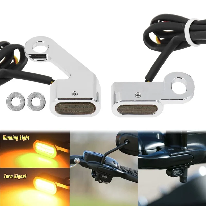 Motorrad Mini LED Blinker Indikatoren Lauf Blinker Bernstein Licht Mit E Mark Griff Grip Lampe Für Harley Softail Touring