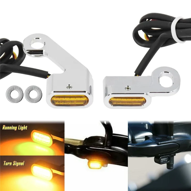 Motorrad Mini LED Blinker Indikatoren Lauf Blinker Bernstein Licht Mit E Mark Griff Grip Lampe Für Harley Softail Touring