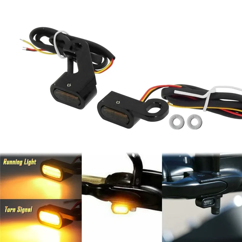 Motorrad Mini LED Blinker Indikatoren Lauf Blinker Bernstein Licht Mit E Mark Griff Grip Lampe Für Harley Softail Touring