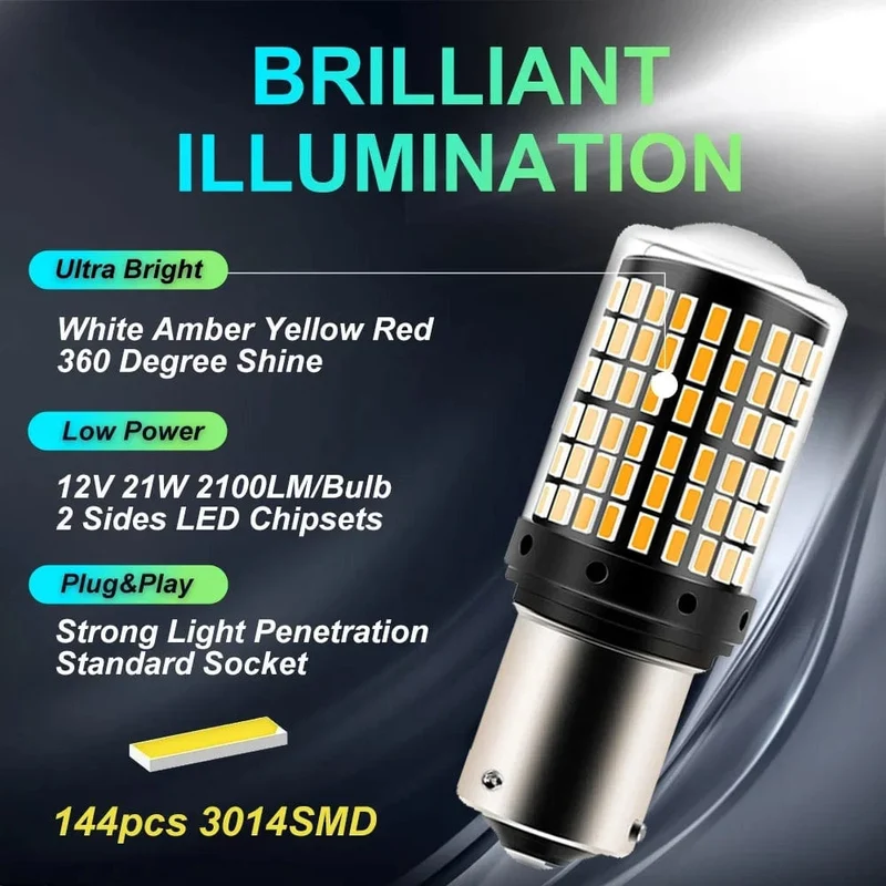 1x P21W PY21W Auto-LED-Birne Ba15s 1156 Bau15s T20 WY21W W21W 7443 Hochleistungs-LED-Signalleuchte Canbus Kein Fehler Auto-Rückfahrscheinwerfer