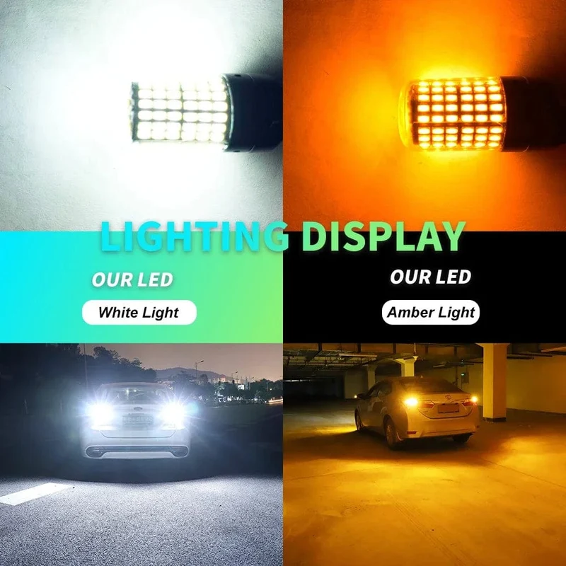 1x P21W PY21W Auto-LED-Birne Ba15s 1156 Bau15s T20 WY21W W21W 7443 Hochleistungs-LED-Signalleuchte Canbus Kein Fehler Auto-Rückfahrscheinwerfer