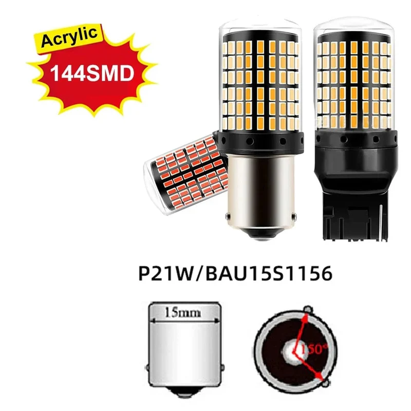 1x P21W PY21W Auto-LED-Birne Ba15s 1156 Bau15s T20 WY21W W21W 7443 Hochleistungs-LED-Signalleuchte Canbus Kein Fehler Auto-Rückfahrscheinwerfer